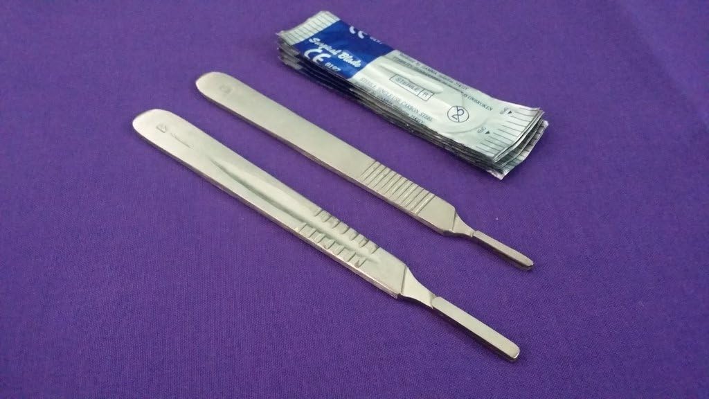 Scalpel Knife Handles #3#4 with 20 Sterile Surgical Blades #11#24 (DH BRAND)