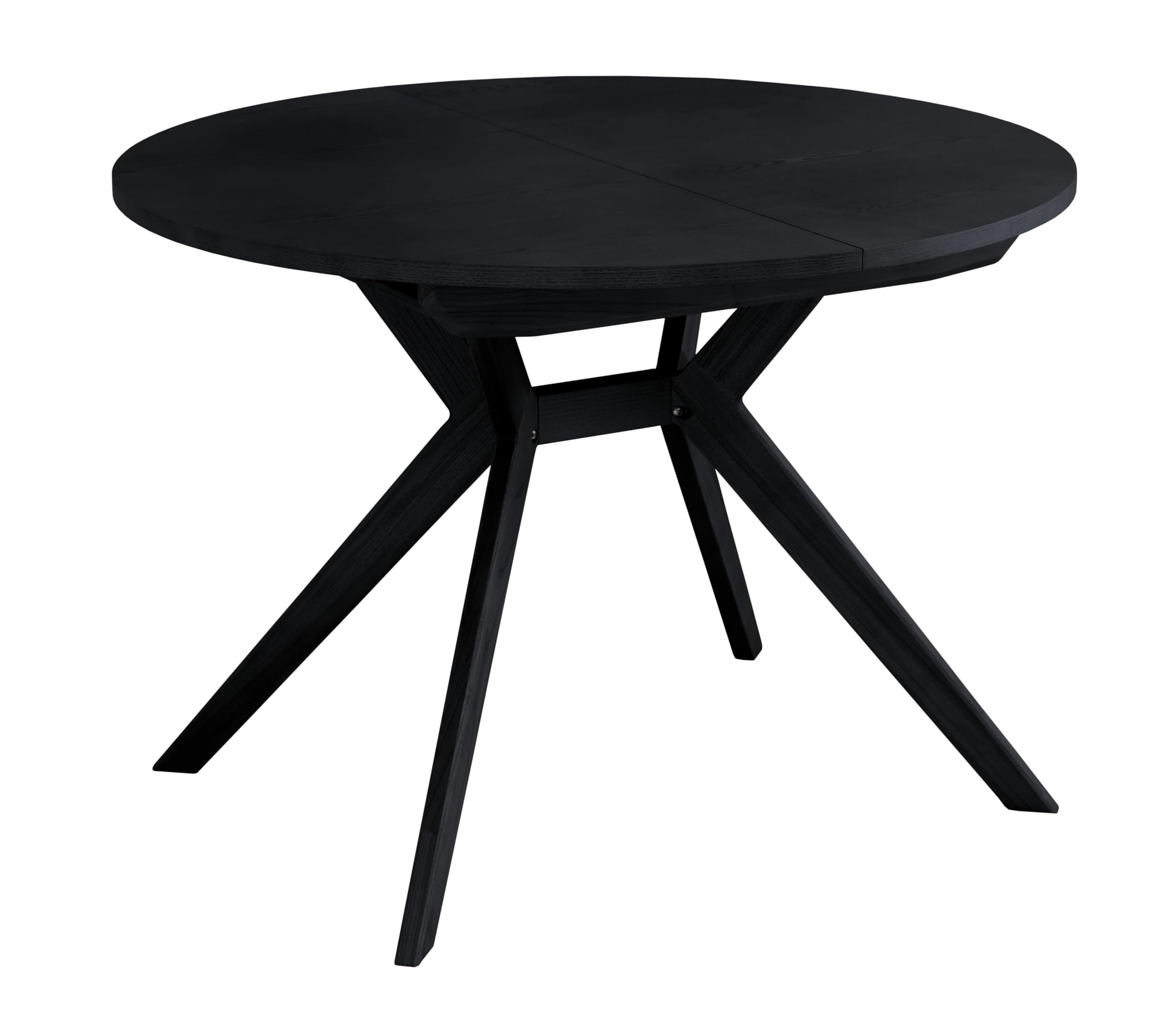 RAGABA Tavolo da pranzo allungabile 120 cm Biju, tavolo da pranzo rotondo per 6 persone, legno di frassino naturale e MDF rivestito in impiallacciatura di frassino naturale, nero