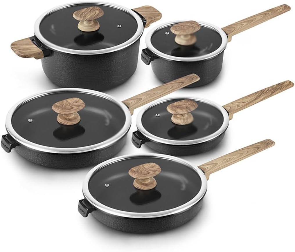 Non Stick Pan, Round Fried Milk Pan, Soup Pot, Five Piece Set Of Pot Tools