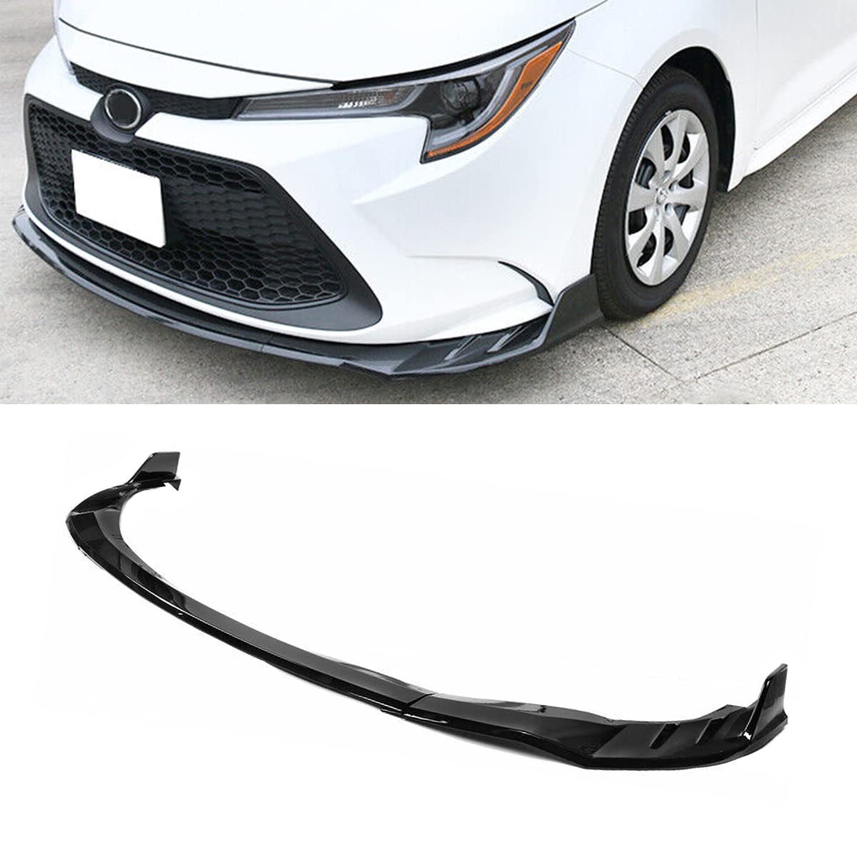 3PCS Front Bumper Lip Spoiler Bumper Lip Diffuser Splitter Compatible with 2019-2021 Toyota Corolla (Glossy Black)