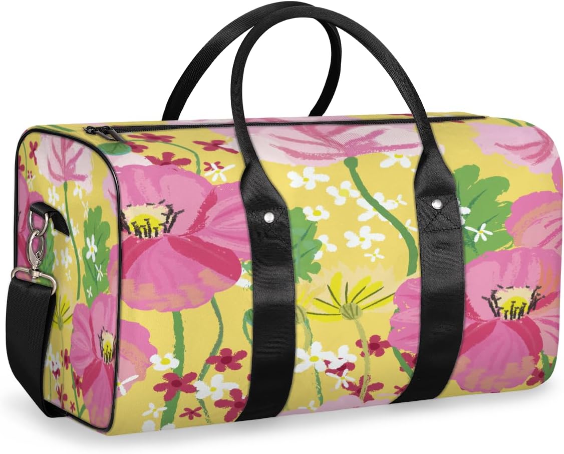 Blooms Flowers Travel Duffel Bag for Women Men Large Capacity Overnight Weekender Bags for Lightweight Waterproof Sport Gym Bag for Workout Yoga Swim