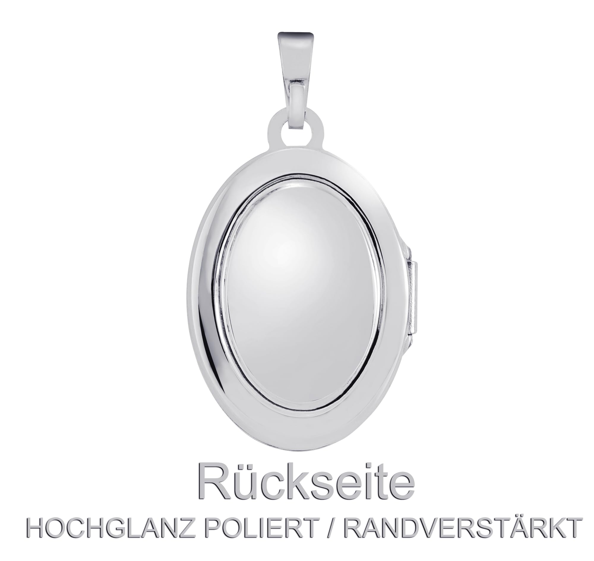 Medaillon Silber 925 für 2 Bilder Amulett Anhänger zum Aufklappen für Damen mit Halskette