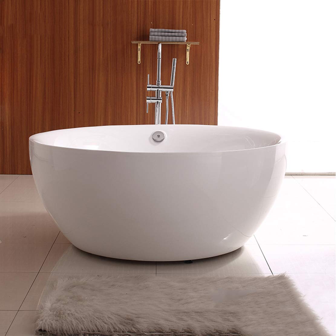 DAIMENG Round White Bathtub Modern Acrylic Independent Big Space Bath Tub with Faucet Shower Head