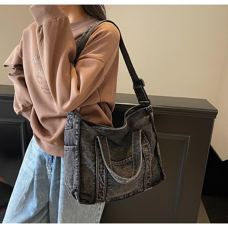 Japanese-Style Unisex Canvas Denim Bag - Multi-Way Handheld/Crossbody/Shoulder Messenger Tote4