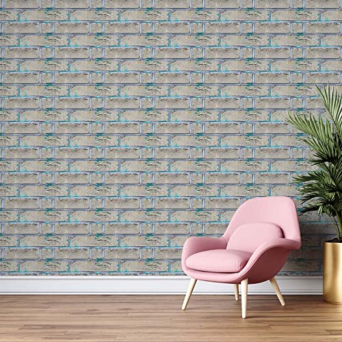 Image of DWELLSINDIA Grey Bricks Self Adhesive Wallpaper, Waterproof, Scratch Resistant, Laminated (41cm x 244cm, Multicolour)