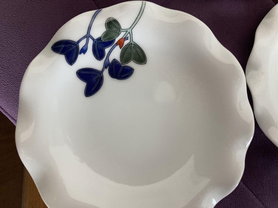 深川製磁 ○○ ツイン 双葉 銘々皿揃 絵変り フリル取皿 5