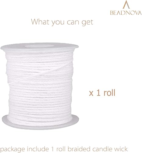 Miniatura 7 de BEADNOVA Candle Wick - Mecha trenzada de algodón para vela de 400 pies, mecha trenzada para fabricación de velas y velas (400.3 ft134 yardas400 pies)