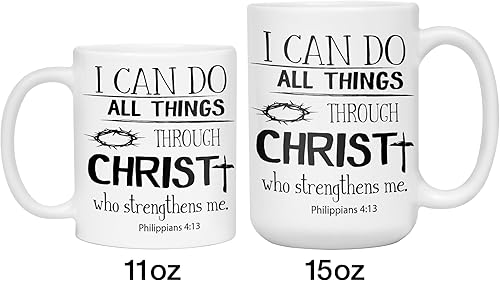 Miniatura 8 de Taza de café con texto en inglés "I Can Do All Things Through Christ", taza de té, chocolate caliente, de cerámica, idea de regalo de fe cristiana