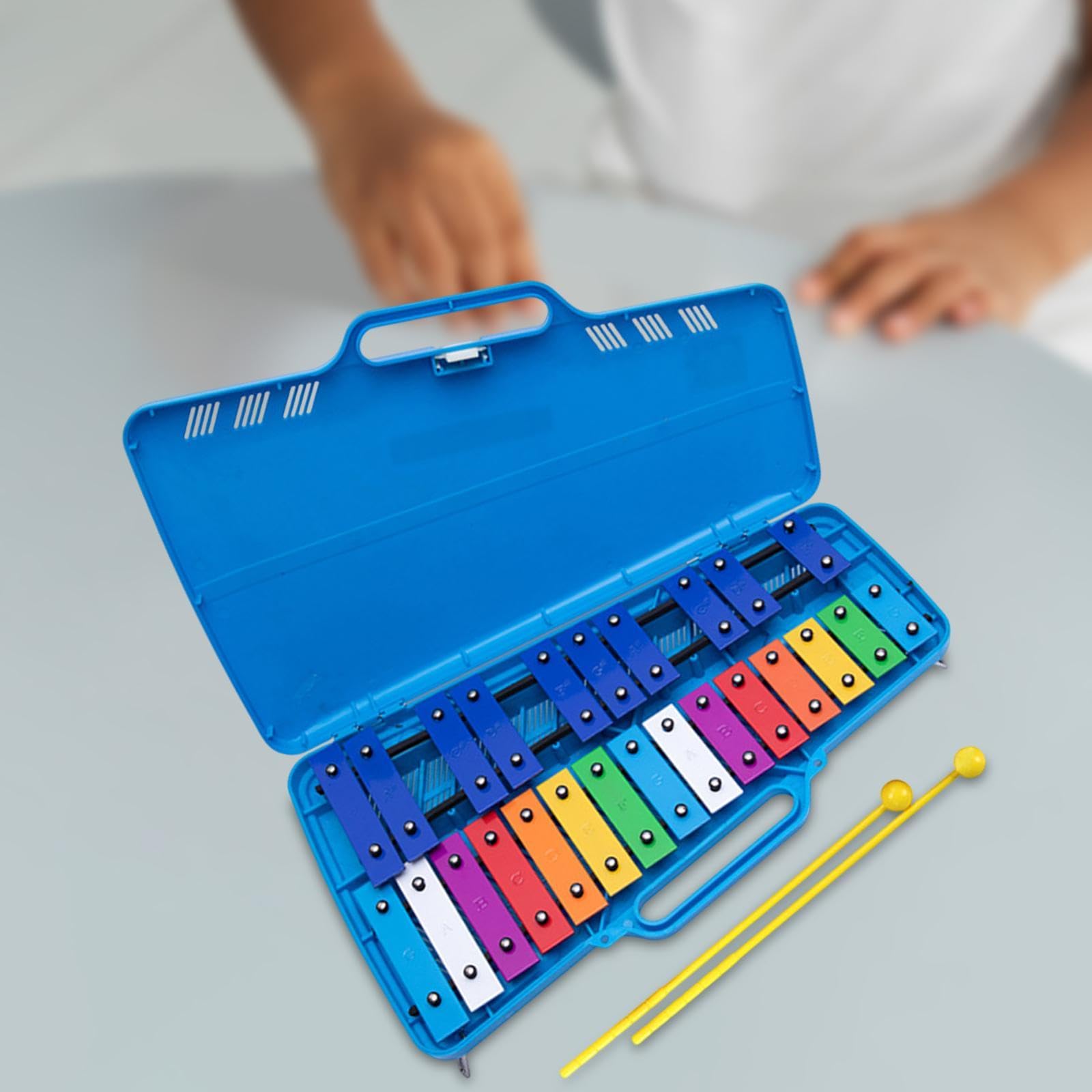 Generic Xilófono para Niños, Juguete Educativo Musical para Motricidad Fina, Aprendizaje Temprano, Xilófono de 25 Notas, Carillón para Banda Infantil, Azul
