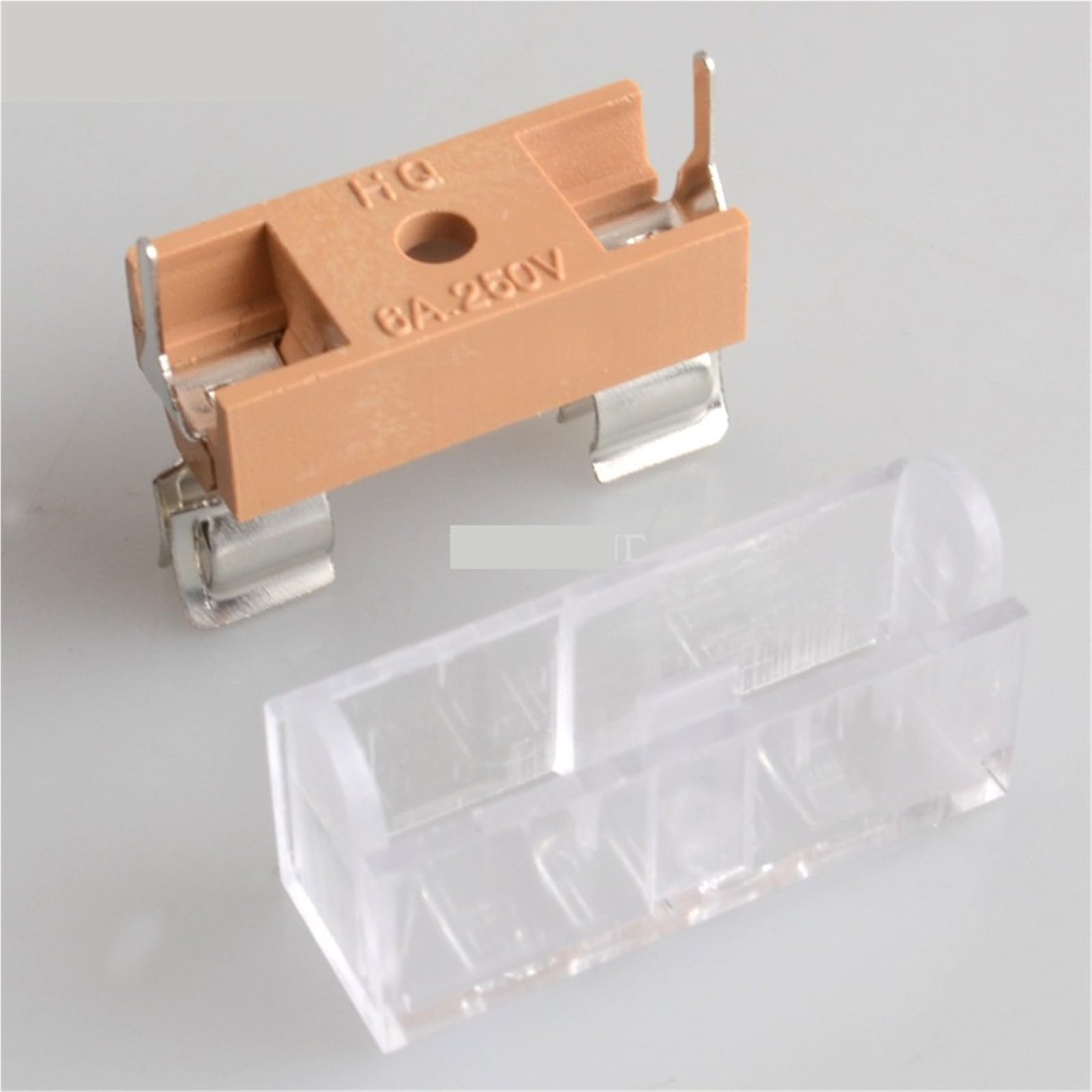 Portafusibles transparentes con cubierta protectora de bloques para fusibles de 5x20 mm y 250V 6