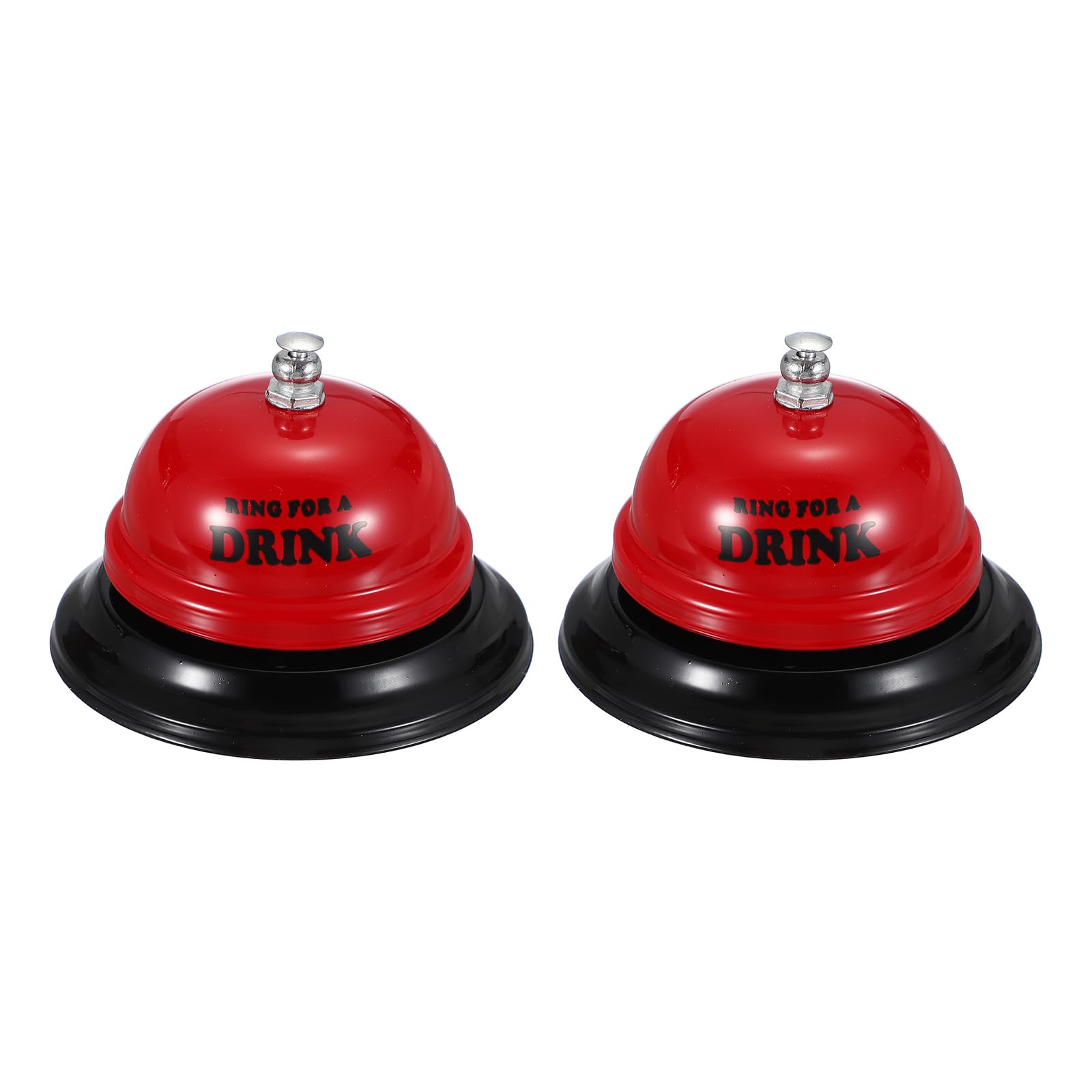 PATIKIL 2Pcs Desk Bell, 3.3" Front Desk Service Call Bell Metal Ringing Loud Clear Reception Counter Bar Ring for Restaurant Hotel Game Classroom Dinner Pet Dog Training(DRINK, Bright Red)