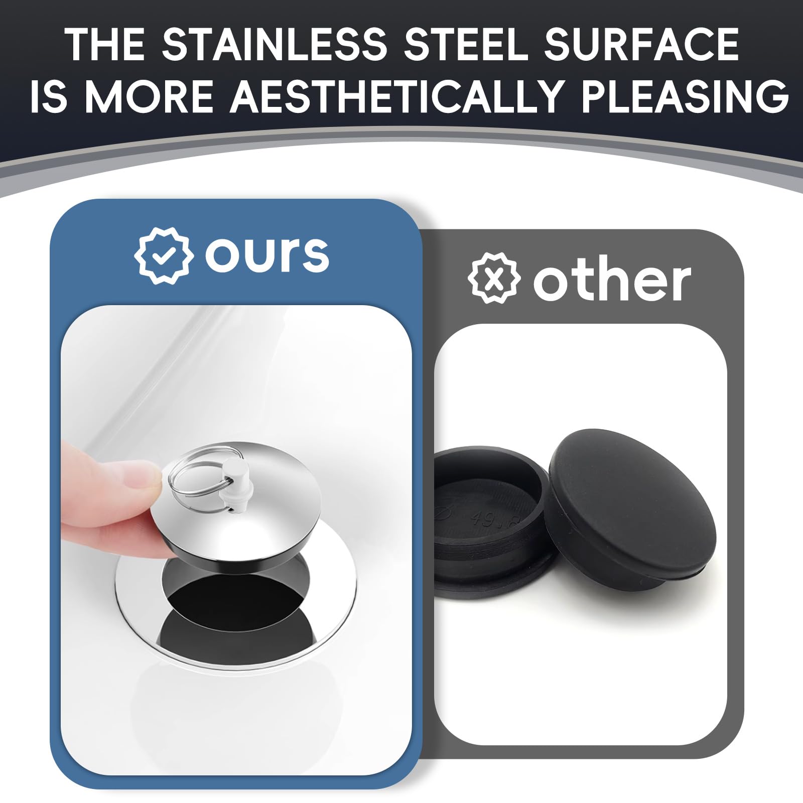 Bouchon Evier Extérieur 2 Bouchons D'évier En Caoutchouc Noir - Avec Anneau De Suspension Pour Cuisine & Salle De Bain Bouchon Pour Evier Cuisine