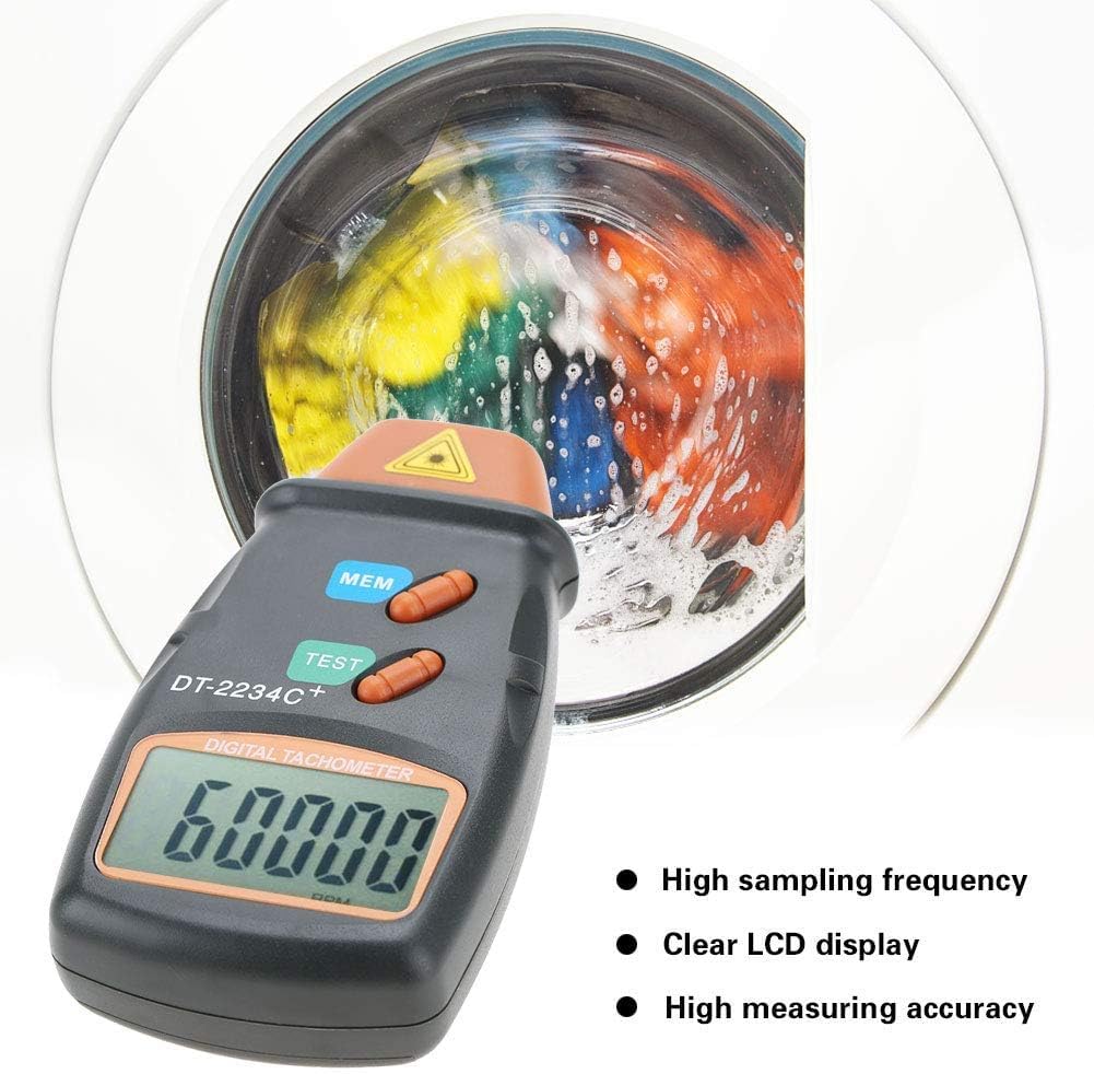 Tachymètre Numérique Compte-tours Digital Professionnel Écran LCD Tachomètre Testeur Compteur de Tours Autochange avec Batterie Résistant 6F22 9V Sans Contact RPM Tach