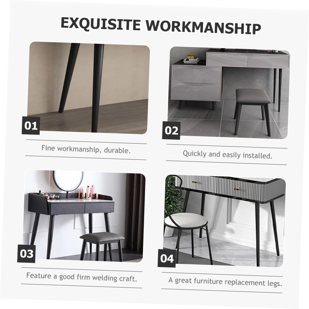 2 pièces Meuble Métalliques Inclinés Lot de Coniques pour Canapé Table Bureau Remplacement Solide et Stable pour Chaises et Meubles