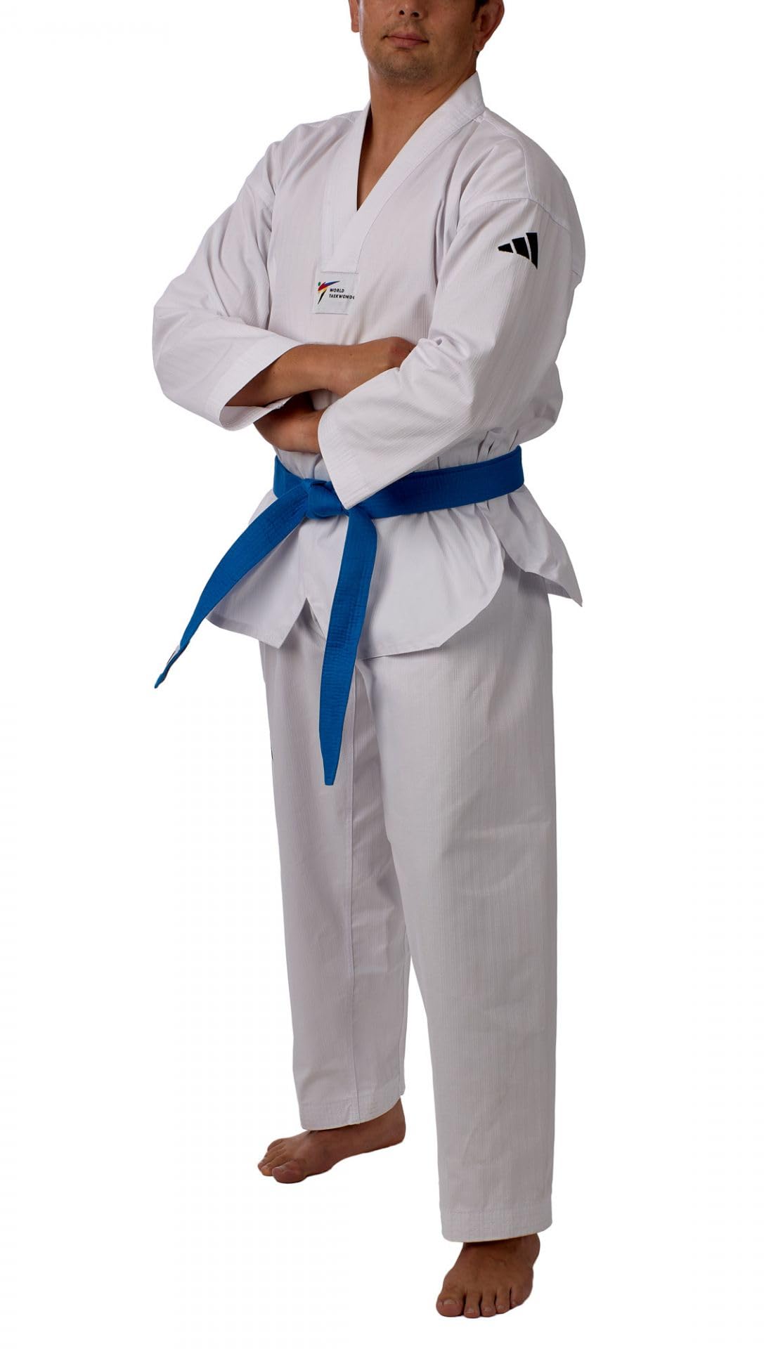 adidas Taekwondoanzug Champ II | Dobok mit neuem WT Logo | für Kinder und Erwachsene | Leicht und atmungsaktiv | Revers Weiß oder Schwarz | für Training und Wettkampf | Größe 150-210 cm