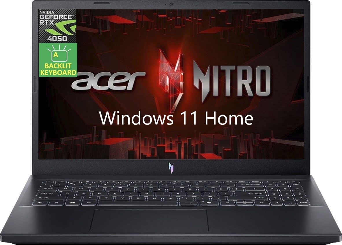 acer Nitro V 15,6" FHD Gaming Laptop, Intel Core i5-13420H, GeForce RTX 4050, 16GB RAM 1TB SSD, 128gb 9H Docking Station, Webcam, Wi-Fi, Tastiera retroilluminata, Bluetooth, Windows 11 Home, Nero