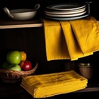 Vista 2 de Toallas de cocina de algodón clásico amarillo mostaza, para secar pintura en aerosol, sublimación, bordado, costura de 18 x 28 pulgadas, sin