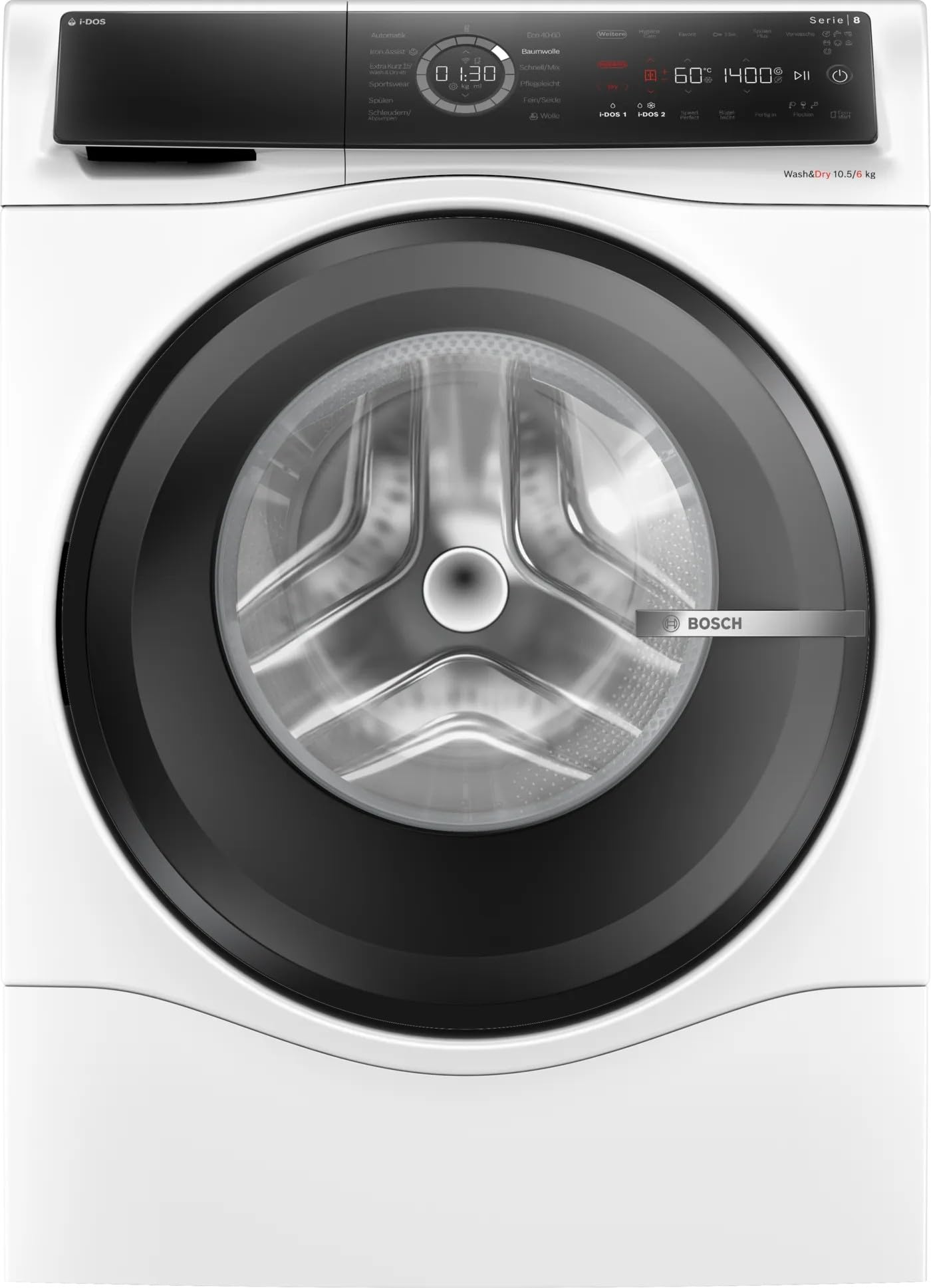 Bosch WNC254A40 Serie 8 - Secador de lavado inteligente, 10,5 kg de lavado y 6 kg de secado, 1400 rpm, dosificación inteligente de detergente i-dos, elimina 16 tipos de manchas, IronAssist con función