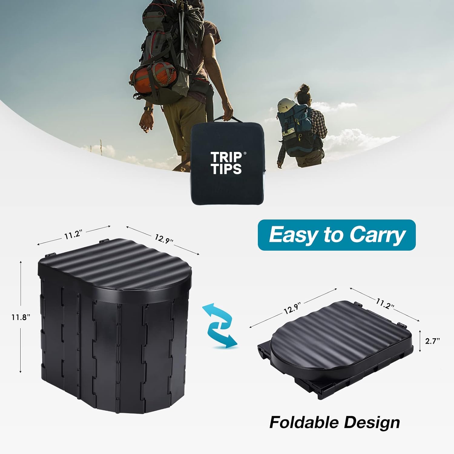 TRIPTIPS Portable Toilet for Camping Travel Toilet Camping Toilet Portable Potty for Adults Folding Portable Toilet for Car/Boat/Hiking/Long Trips/Beach : Sports & Outdoors