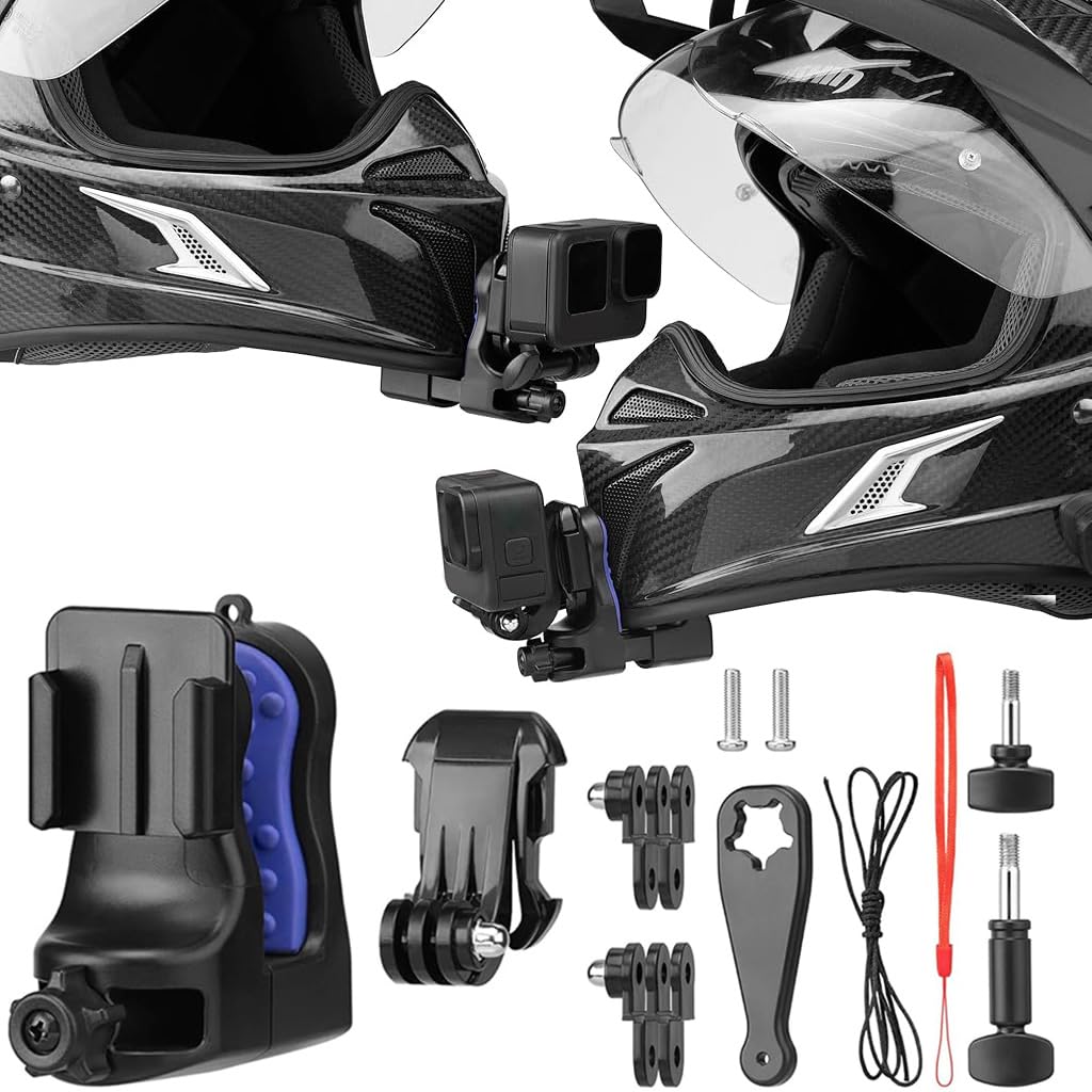 ZORBES® Action Camera Helmet Chin Mount, 180 ° Rotatable POV Motorcycle Helmet Mount for Action Cameras, Secure Clamp-On Design with Adjustable Angle, Universal Action Cameras Helmet Mount-picture-33