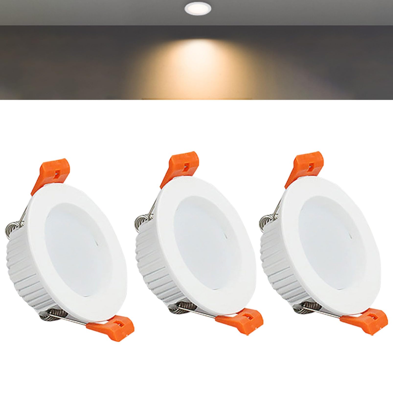 TTiiLoe 5W Round LED Recessed Ceiling Spotlights, 3000K Warm White Ultra Slim Panel Ceiling Light, Cut Φ70-75mm, AC110-240V Downlights for Hallway Stairwell Showroom, 3 Pack