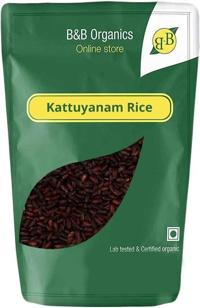 B&B Organics Hand- Pounded Kattuyanam Rice (1Kg)/ Kattuyanam Sigappu Airisi/Traditional Rice.