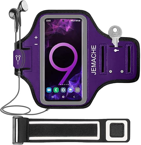 Brazalete para Galaxy S10 S9 S8, JEMACHE Gym Running Ejercicios Entrenamientos Teléfono Banda para Samsung Galaxy S10S9S8S7 Edge (morado)
