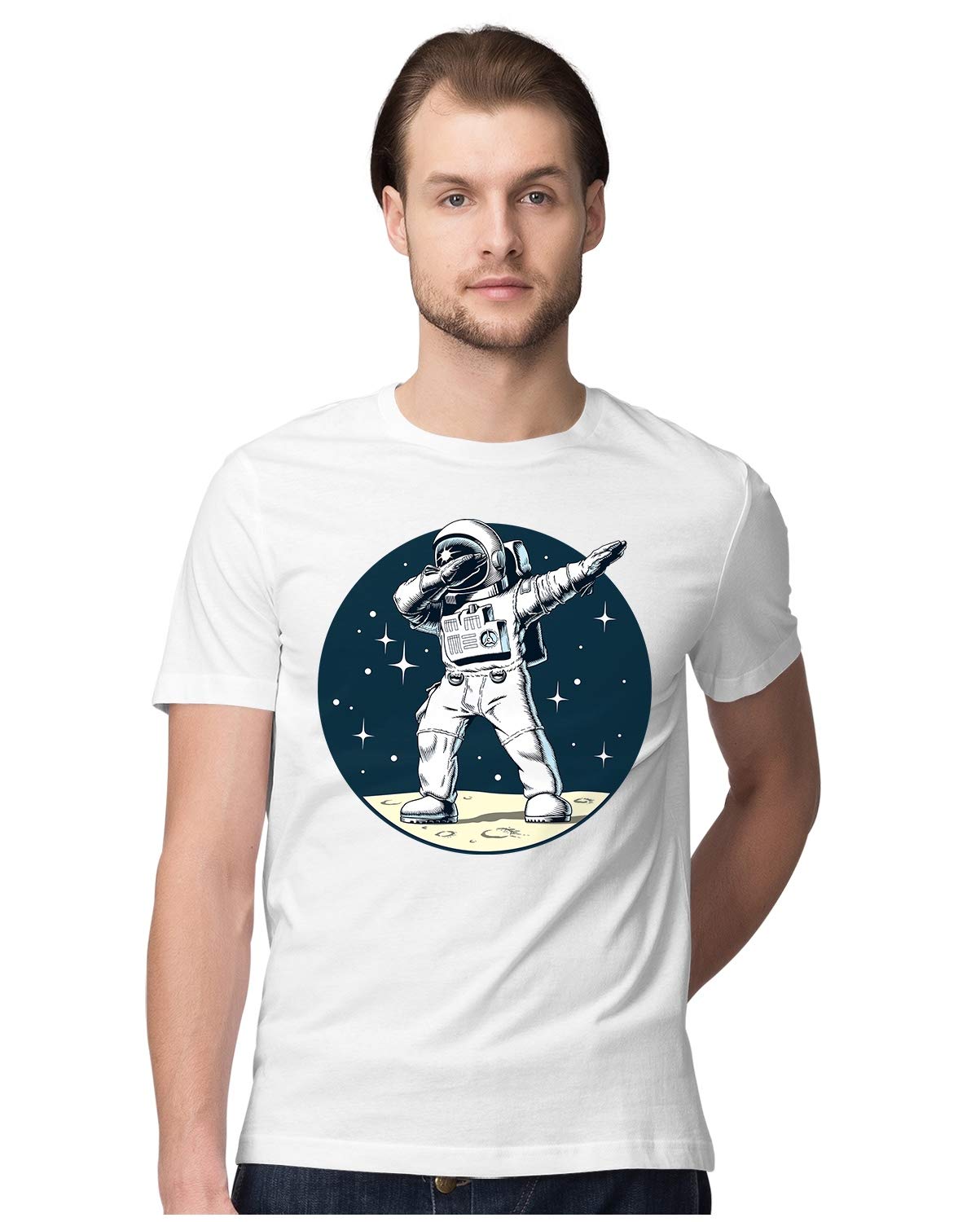 HeybrohMen's Regular Fit T-Shirt Dabbing Astronaut 100% Cotton T-Shirt
