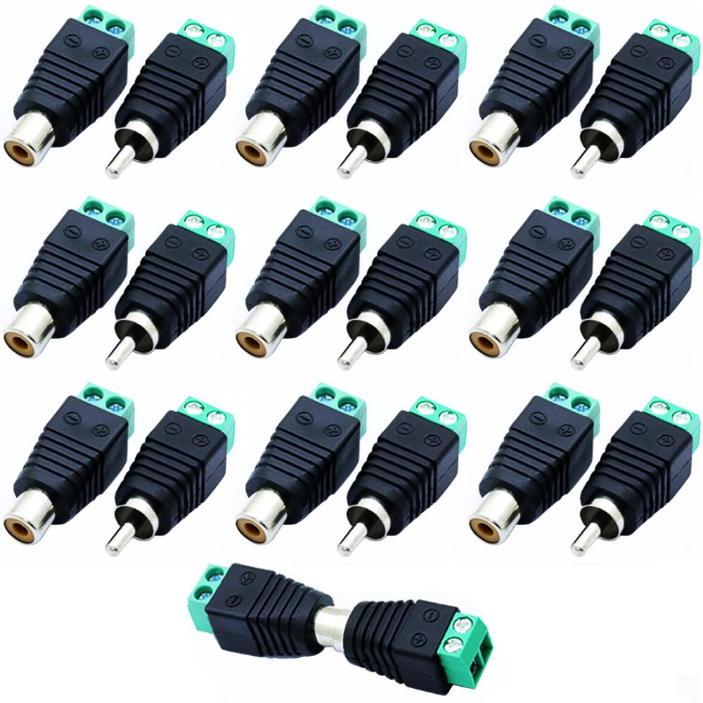 Greluma 6 Piezas Adaptador de Cable RCA a Altavoz, Altavoz de Subgraves, Phono RCA Macho a AV, 2 Terminales de Tornillo, Vídeo, Audio, Resorte, Tipo de Presión, Balun para CCTV — view 19