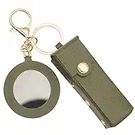 Leather Keychain for Women, Portable Lipstick Case with Mirror for Purse, Keychain Chapstick Holder for Women Gifts