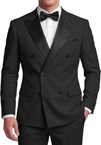 Tuxedo Suits for Men 2 Piece Double Breasted Suit Men Slim Fit Tuxedo Blazer and Pants for Wedding Prom Suits