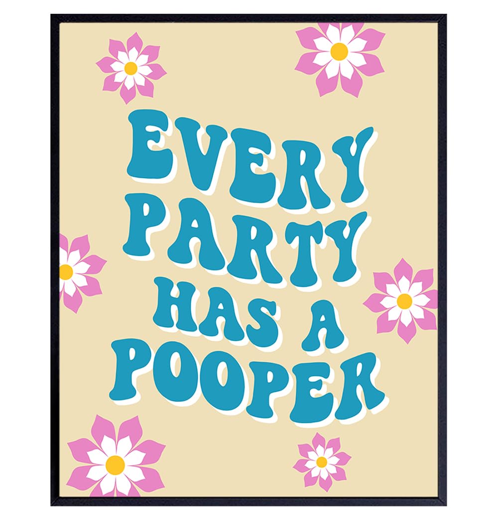 Funny Sayings Bathroom Wall Art 60s 70s Retro style Fun Bathroom Decor for Women