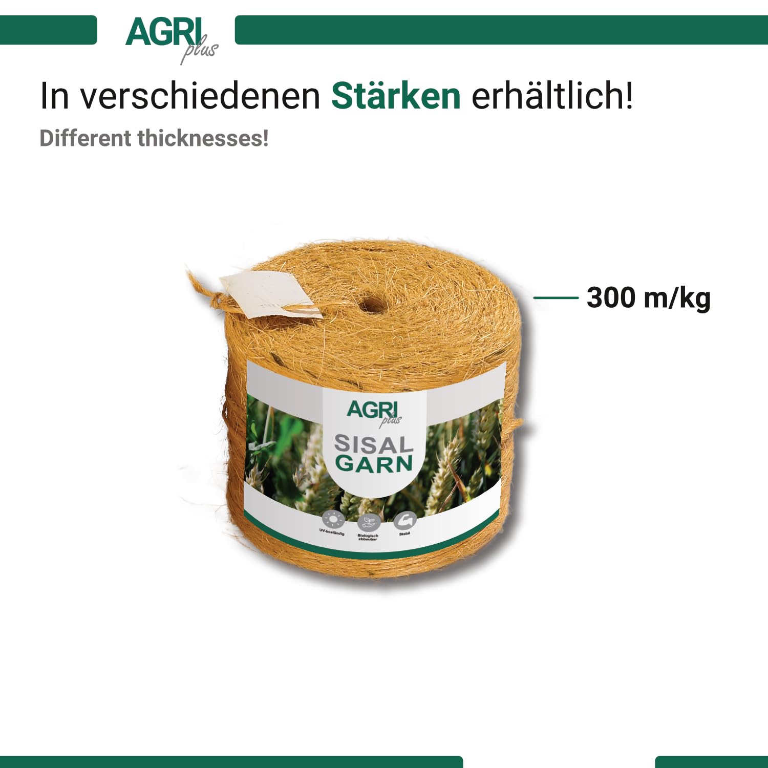 1 Enorme Paquete de 6 Unidades = 7560 m, Hilo de compresión, Hilo de sisal ecológico, 300 m/kg, Hilo de jardín, Hilo de unión, Hilo de Atar, cordón para Paquete, cordón para Atar