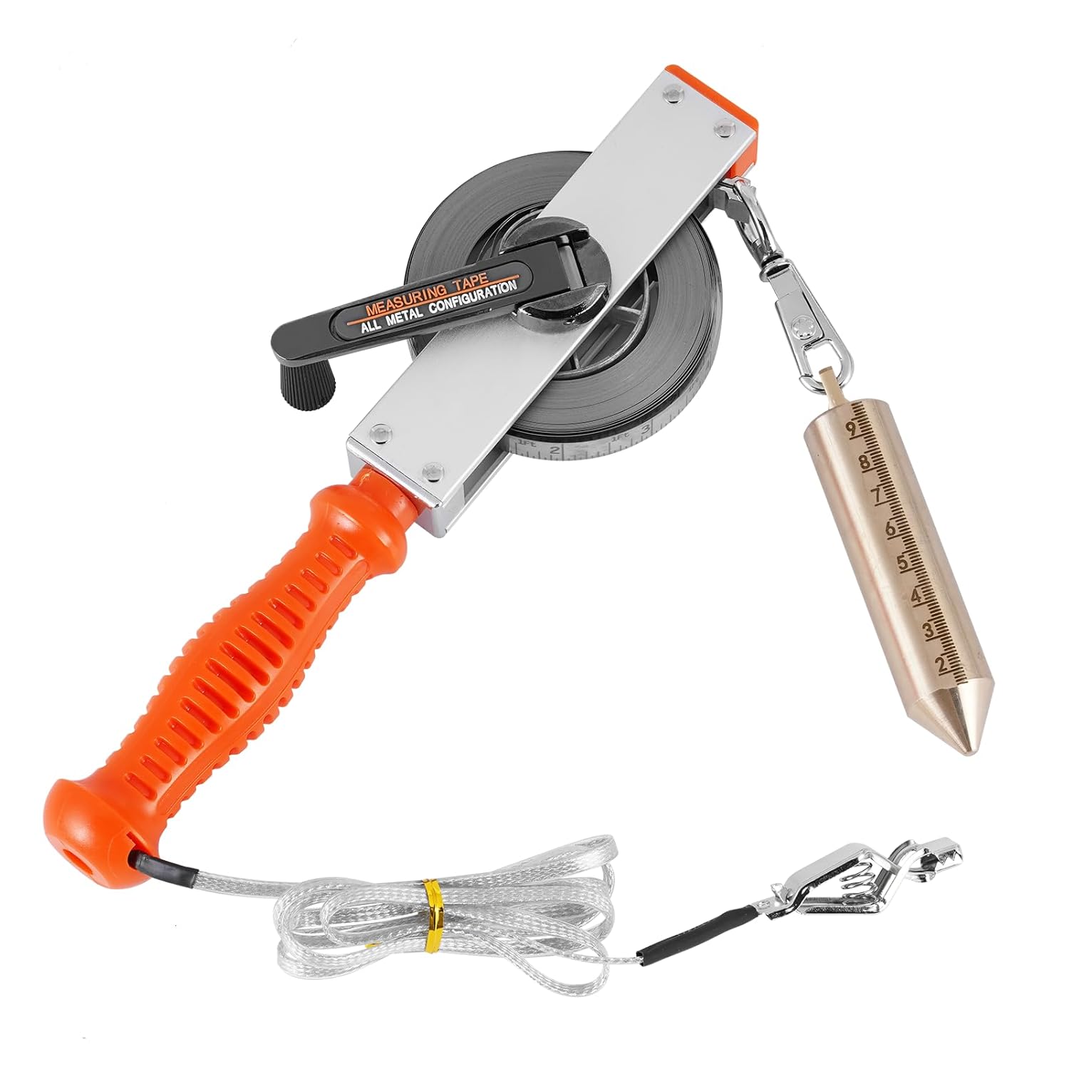 YJINGRUI 33ft/10m Oil Tank Gauging Tapes, Explosion-Proof Oil Gauging Tape, Stainless Steel Sounding Tape Measure with 400g Brass Plumb Bob and Explosion Proof Grounding Wire