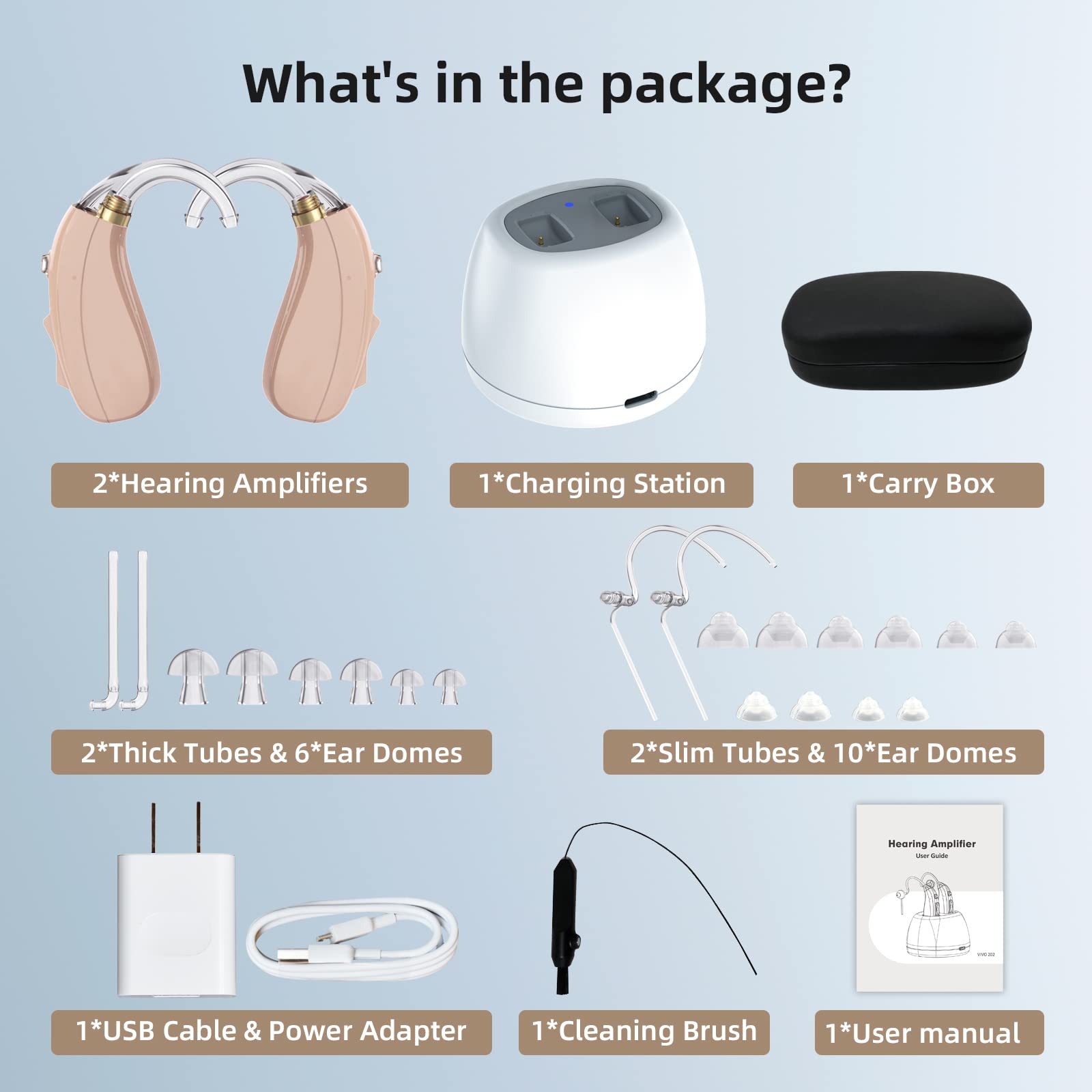 Audífonos para personas mayores y adultos, amplificador auditivo detrás de la oreja (BTE) con chip digital DSP y cancelación de ruido dual, amplificador auditivo digital con base de carga (par) 9