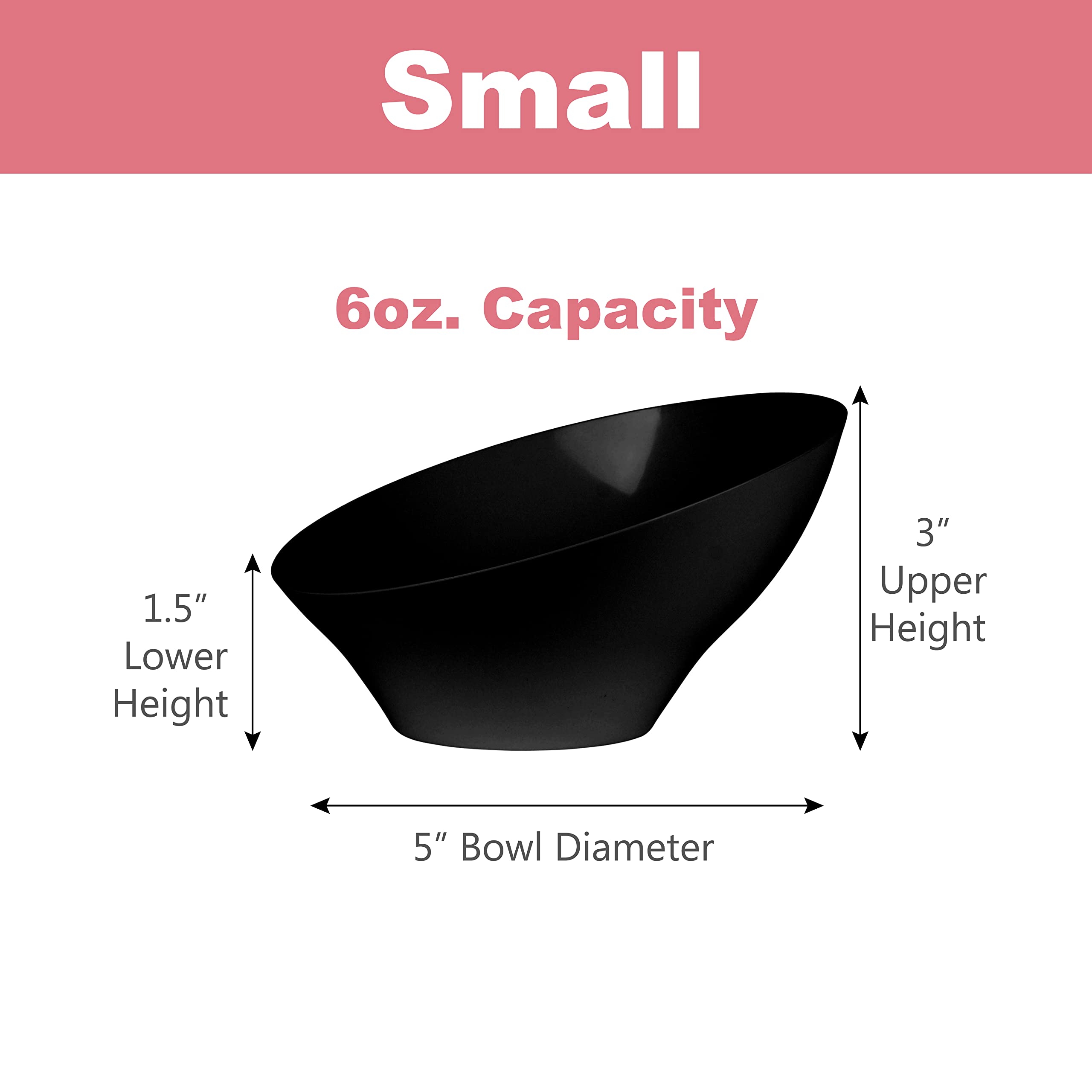 PARTY BARGAINS Angled Plastic Bowls - [16 Pack] Black, Heavy-duty Premium Quality Small Serving Bowl, Excellent for Weddings, Baby & Bridal Showers, Parties & More