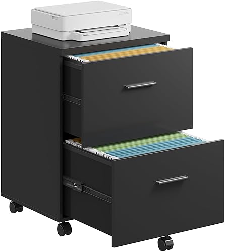 DEVAISE Archivador de madera, archivador de 2 cajones para oficina en casa, archivadores verticales con ruedas para archivos A4cartatamaño legal,