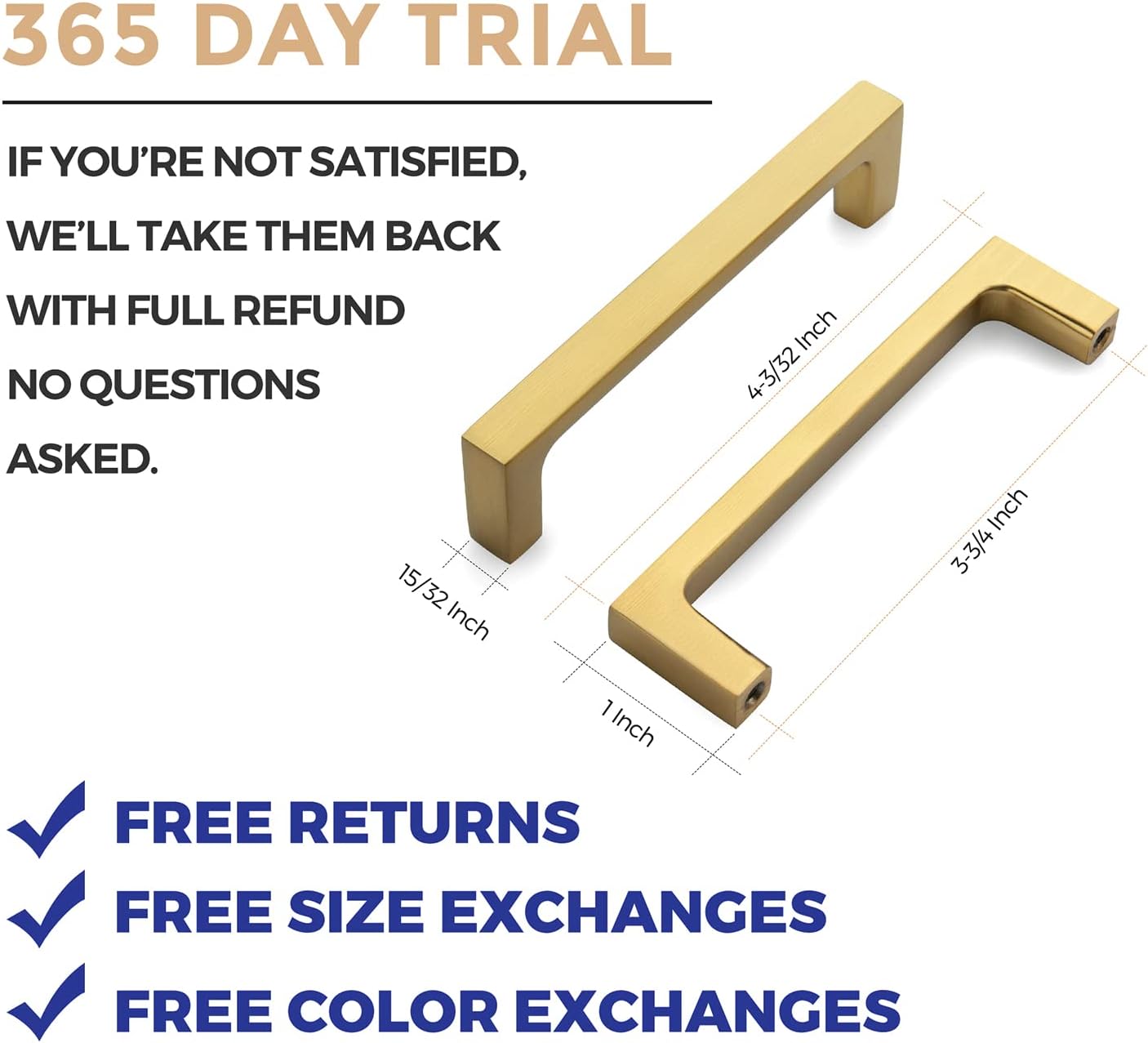 Ravinte 20 Pack 1-1/4 inch Kitchen Cabinet Knobs & 5 Pack 3-3/4 Inch Brushed Brass Kitchen Square Cabinet Handles