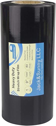 Película elástica de plástico negro de 9 x 1000 pies calibre 80 de almacenamiento mini embalaje industrial para envíos en movimiento