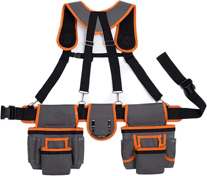 Carpenter Belt Adjustable Suspender19Pocket WaistHolder Workbag