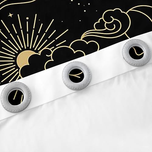 Miniatura 6 de Erosebridal Cortinas de sol y luna con universo psicodélico y galaxia, cortinas negras y doradas, cortinas de noche estrellada, geometría, sol,