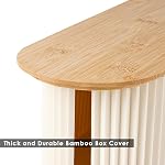 Boîte de gestion de câble avec couvercle en bambou massif, Beige, 32x13x11.2 cm TV Ordinateur USB Système Hub, Couverture & Cacher les bandes de puissance & Cordons