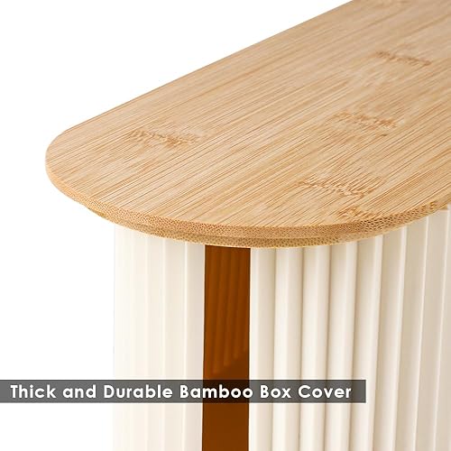 Miniatura 4 de Caja de organización de cables con cubierta de bambú sólido, 12.6 x 5.4 x 4.4 pulgadas, ocultador de salida de suelo, organizador de cables para
