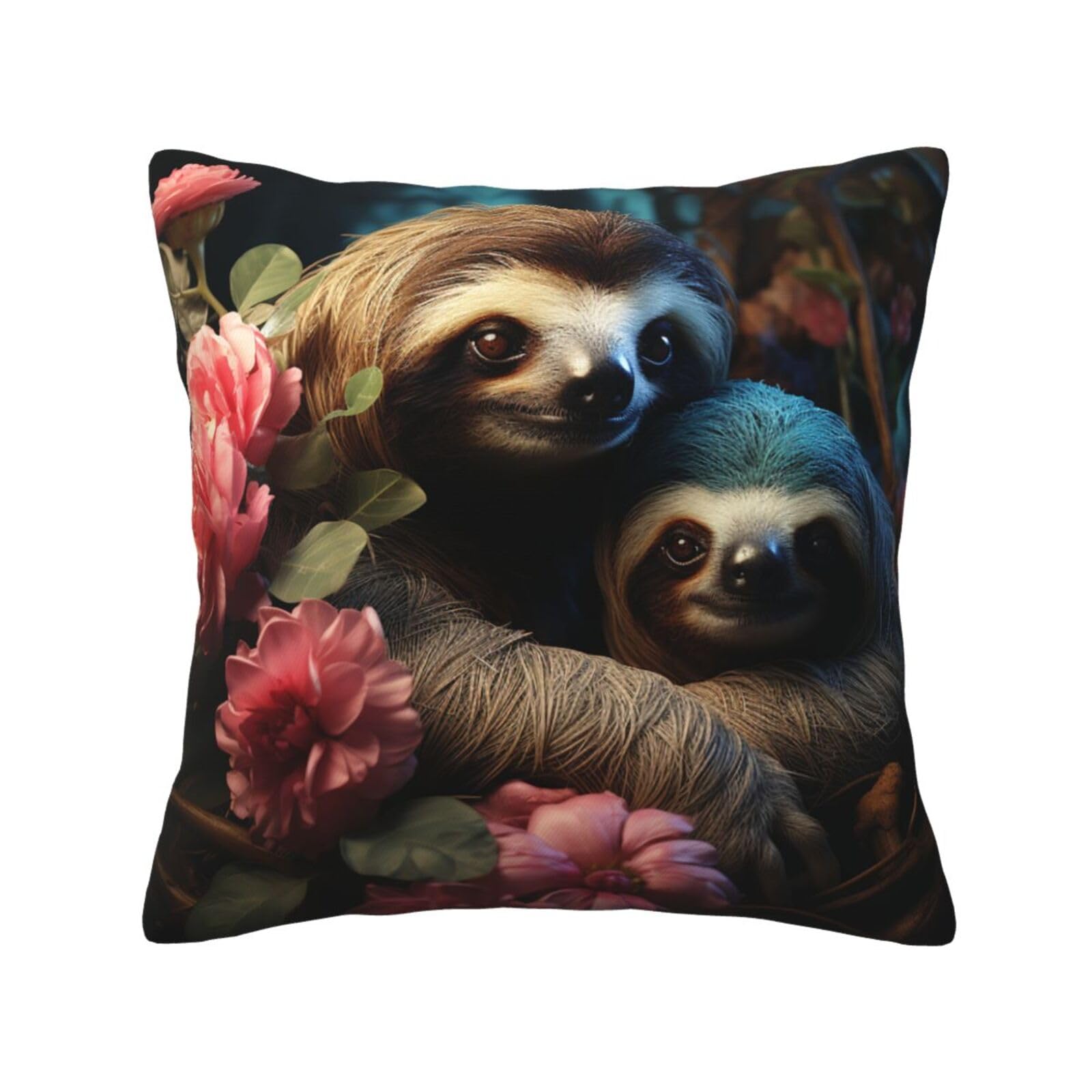 FodPand A Sloth and A Baby Sloth Throw Pillow Covers 18"X18" Super Soft Cozy Pillows Case Morden Decorative Cushion Cover for Sofa Couch Bed Home Decor