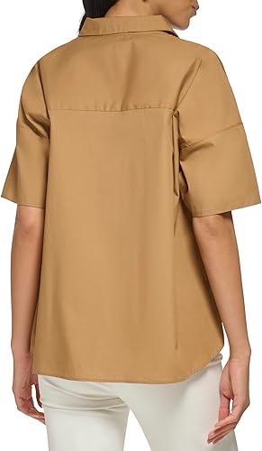 Miniatura 3 de Calvin Klein Blusa de manga corta con botones de popelina para mujer