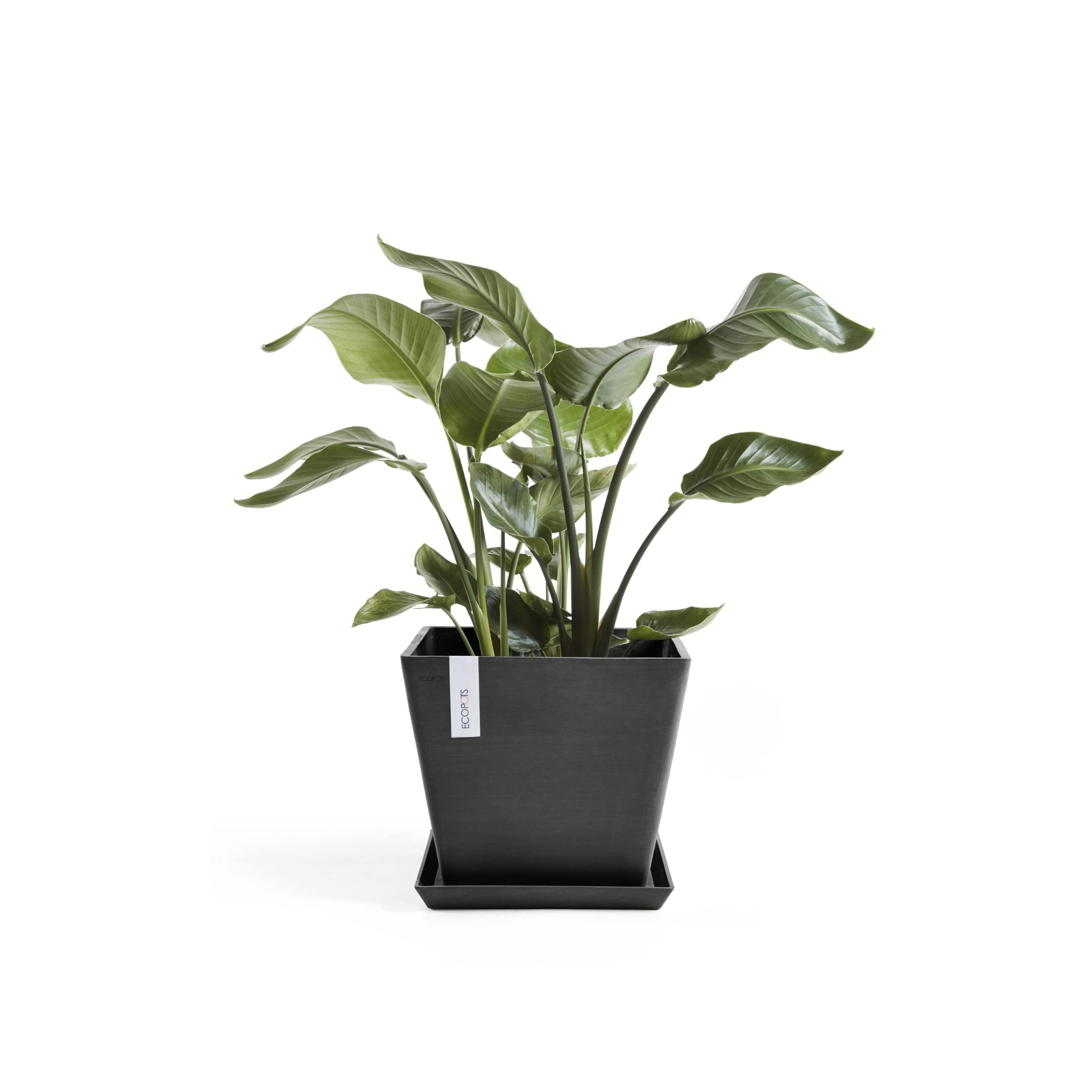 ECOPOTS Sottovaso Rotterdam 45 Cm – Bianco Grigio, In Plastica Riciclata Per Interni/Esterni