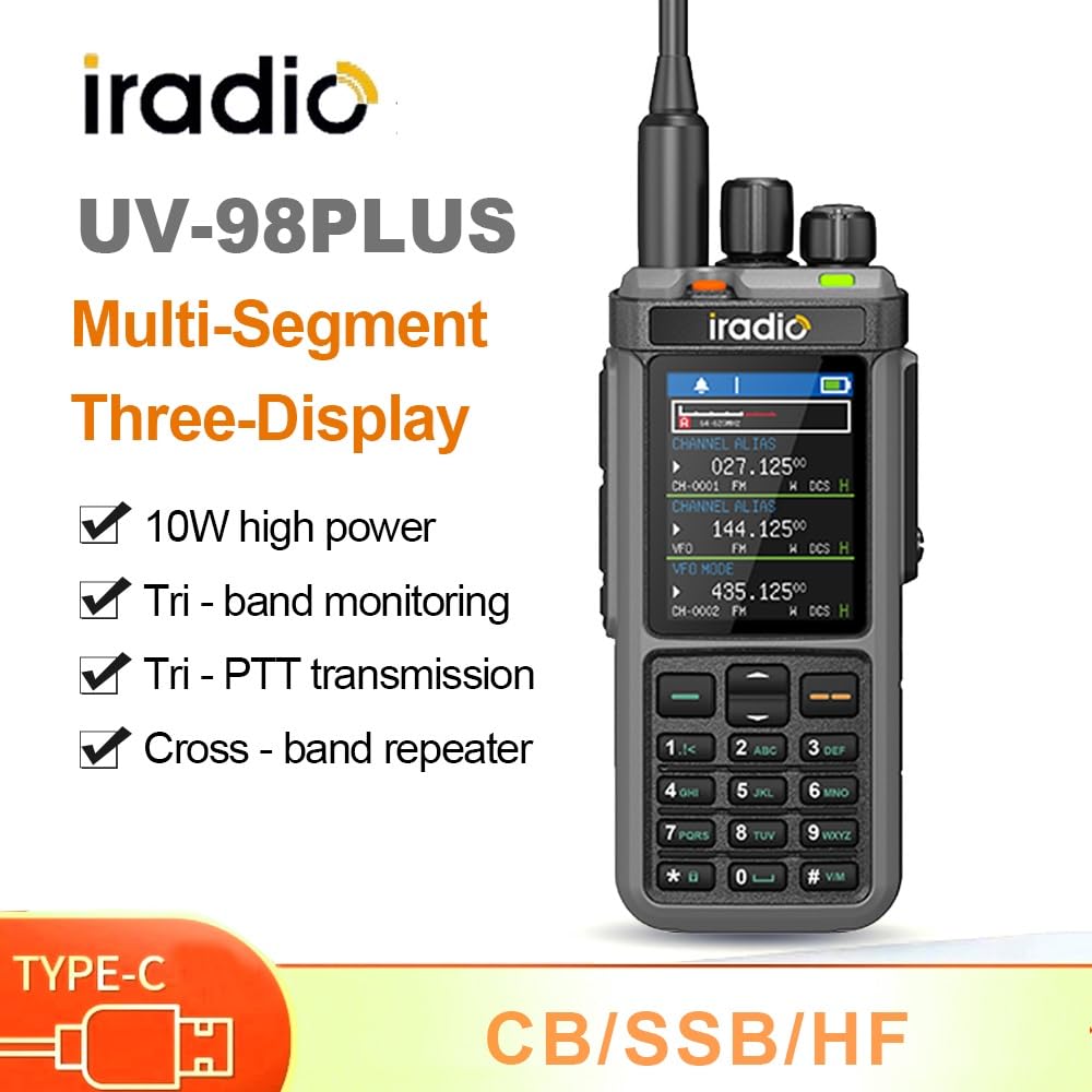 Amazon.com: Iradio UV-98PLUS 6 Bands Walkie Talkie 10W High Power