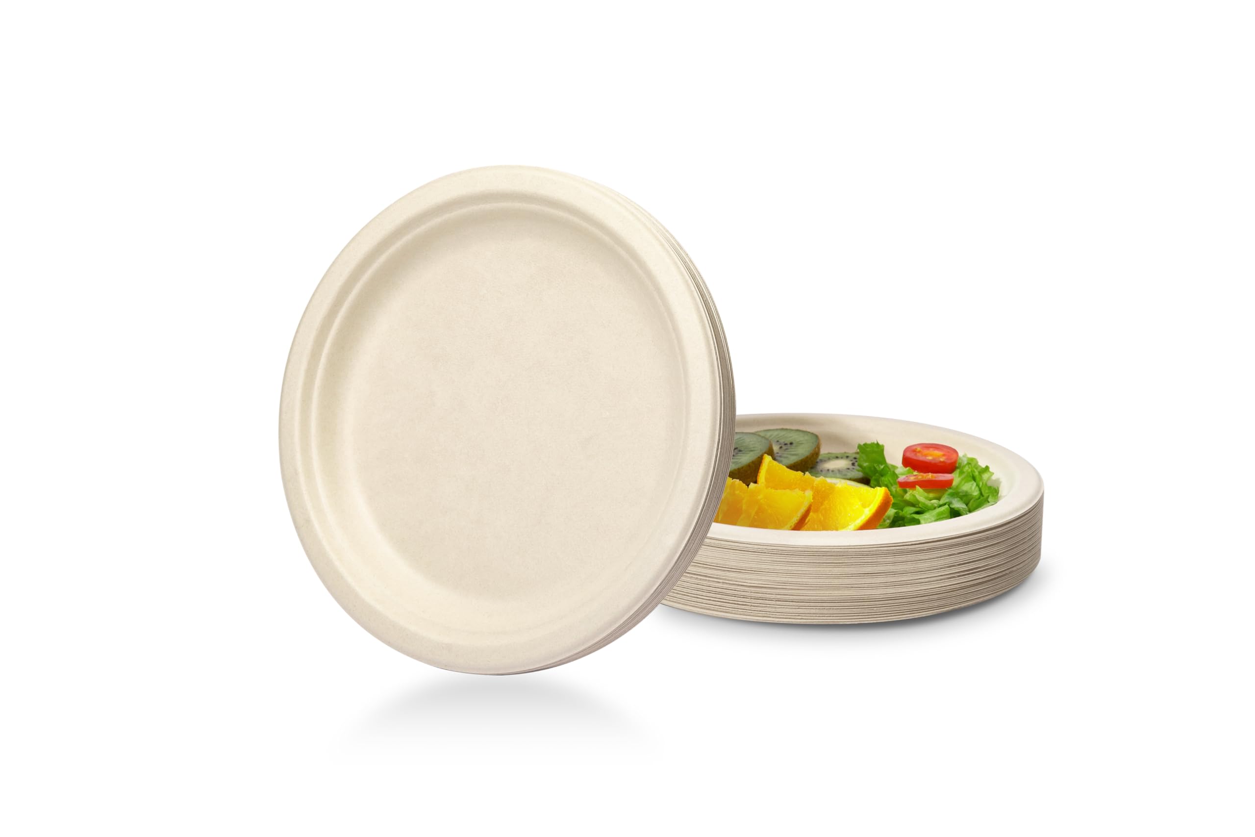 100 piatti di carta super rigidi, 100% biodegradabili e compostabili, ecologici, resistenti, riciclabili, perfetti per picnic e barbecue (15,24 cm)