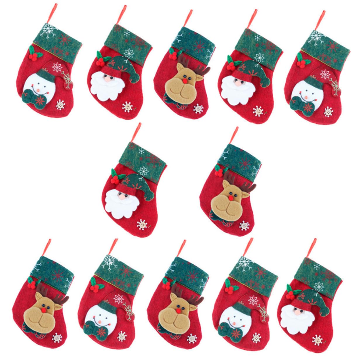 12stücke Weihnachtsstrumpf-tüten mit Anhänger Kleine Geschenktüten für Weihnachtssüßigkeiten Dekoration für Haus und Baum
