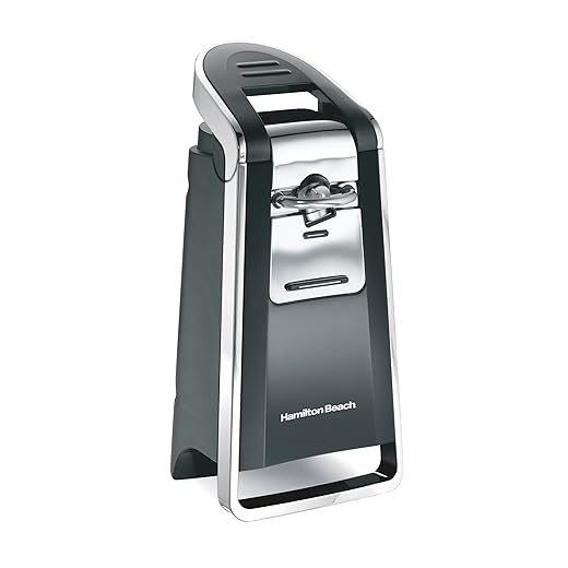 Hamilton Beach (76606ZA) Smooth Touch Electric Automatic Can Opener with Easy Push Down Lever, Opens All Standard-Size and Pop-Top Cans, Extra Tall, Black and Chrome